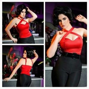 DEADLY DAMES Voodoo Vixen top in Red